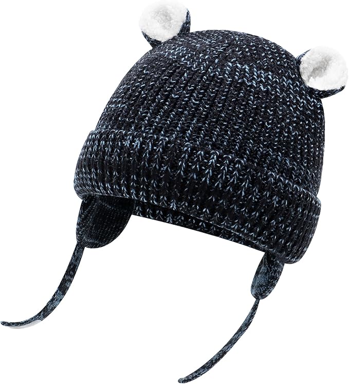 Duoyeree Cozy Baby Beanie with Earflaps and Fleece Lining - Winter Hat for Baby Boys & Girls