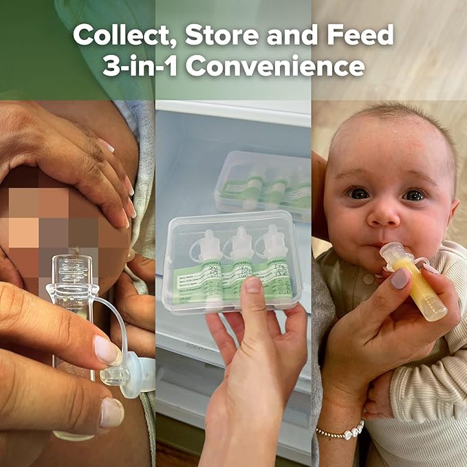 haakaa Colostrum Collector Syringes Set Colostrum Harvesting Kit Include 2 Storage Cases and 2 Cotton Cloth Wipes to Collect Store and Feed Colostrum, 0.1oz/4ml,12pcs