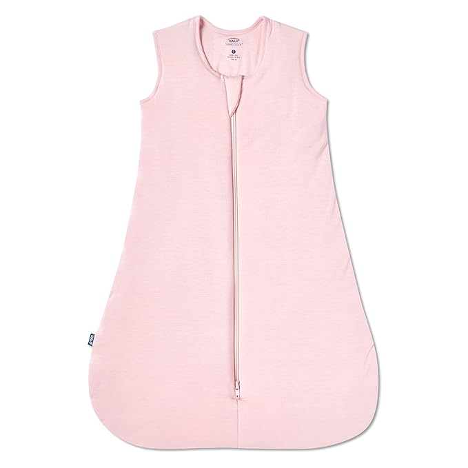 HALO SuperSoft Bamboo Wearable Blanket 1.5 TOG – Buttery Soft, Plush Baby Sleep Sack for Newborns, Infants & Toddlers, Hip-Healthy Design, Machine Washable, 0 – 6 Months, Small, Dusty Pink
