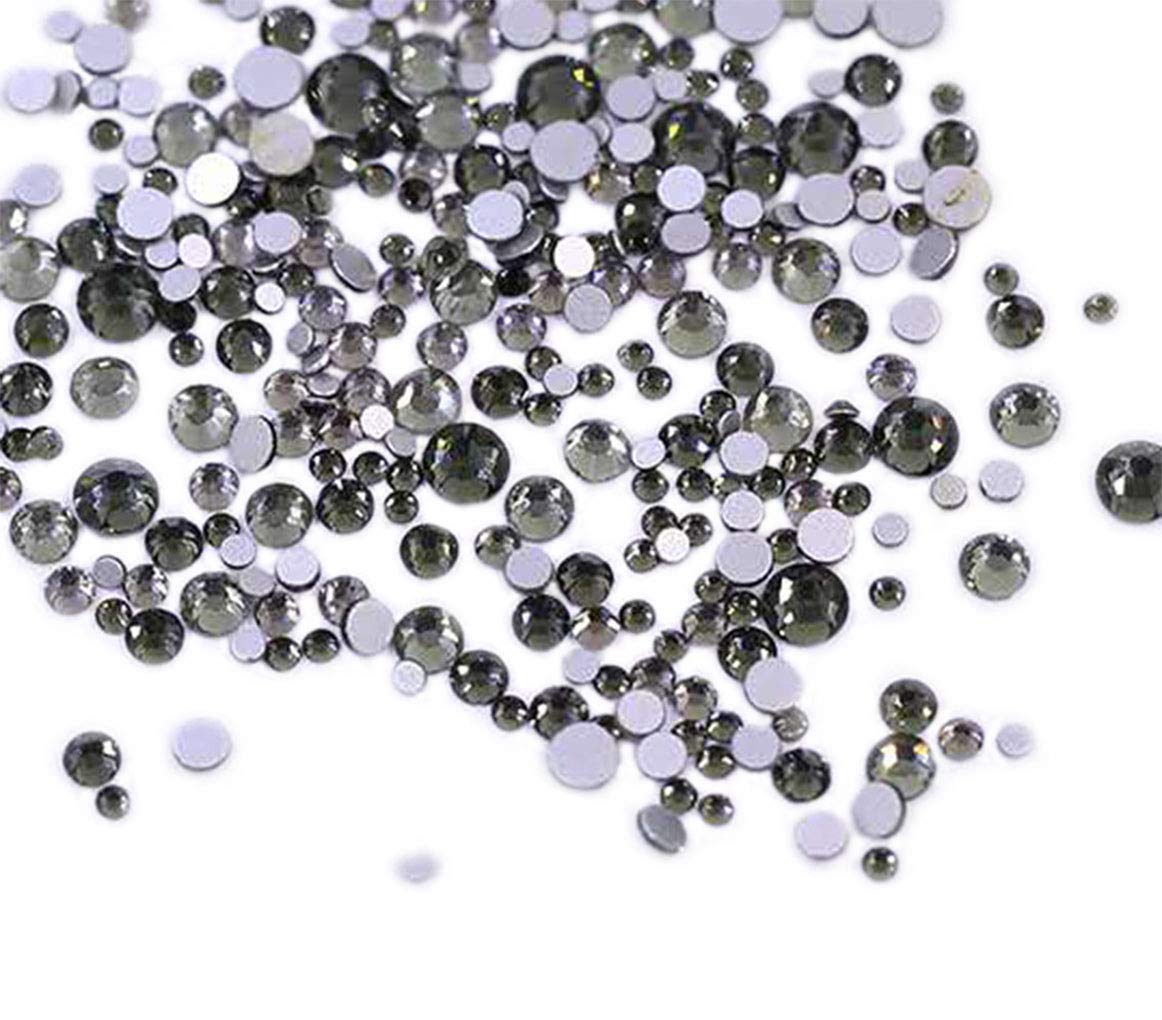 Rhinestones flat back gems round DIY decorative Nail Face and apparel accessories ss3-20 mix size(4320pcs transparent gray)