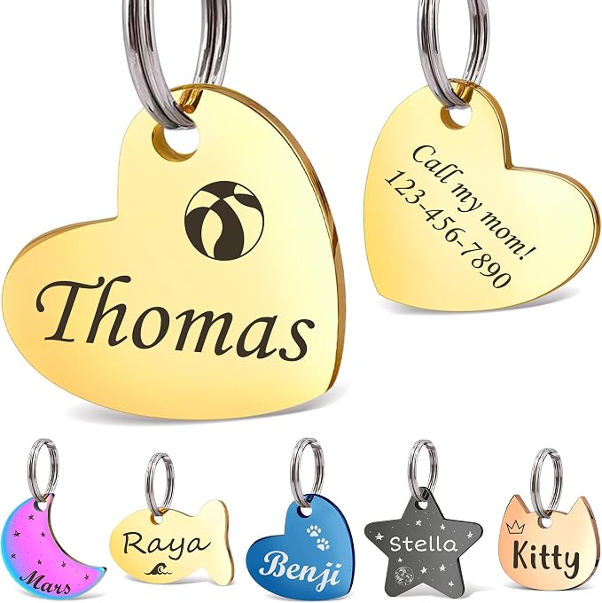 Anavia Small Size Dog Cat ID Tags, Small/XS Personalized Color Plated Stainless by Anavia