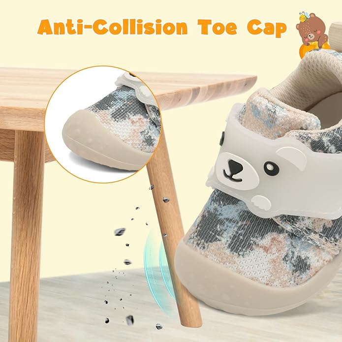 FEETCITY Baby Walking Shoes Wide Baby Shoes Boys Girls Infant Sneakers Crib Shoes Breathable Toddler Barefoot Shoes Slip On Shoes