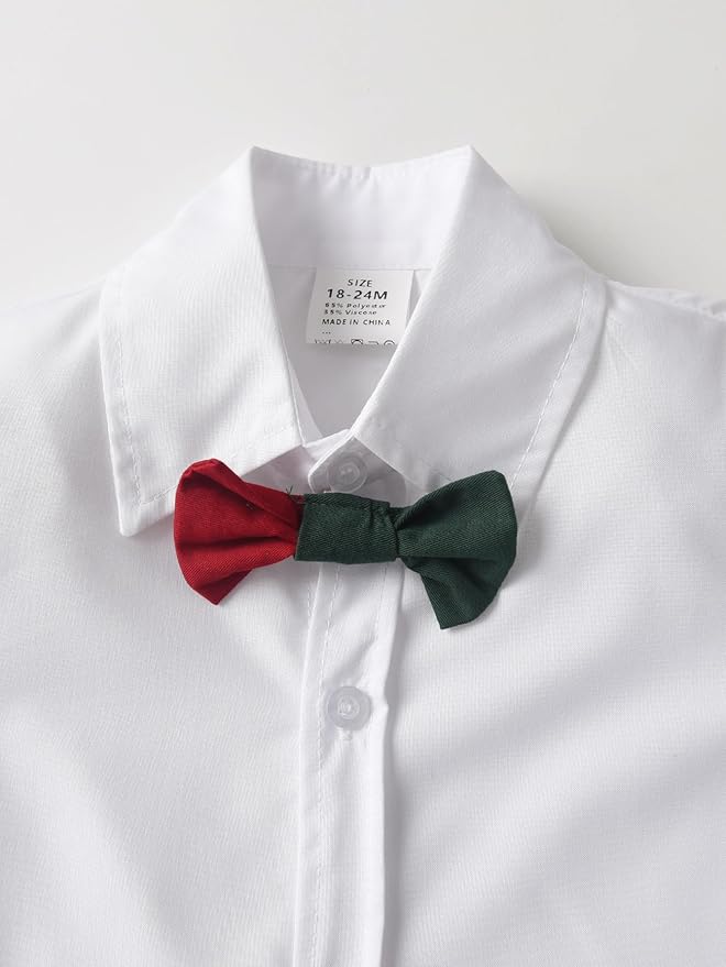 Boarnseorl Baby Boys Pants Sets,Toddler Gentleman Outfits, Infant Long Sleeve Shirt + Pants + Bow Tie + Suspenders
