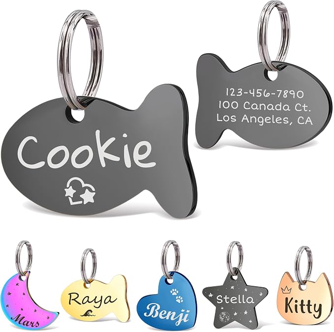 Anavia Small Size Dog Cat ID Tags, Small/XS Personalized Color Plated Stainless by Anavia