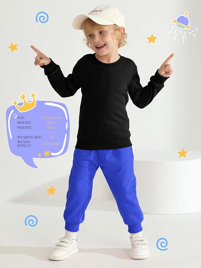 HXP 4 Pack Toddler Boys Sweatpants Pure Cotton Toddler Sweatpants Boys Kids Joggers Pants with Pocket Drawstring