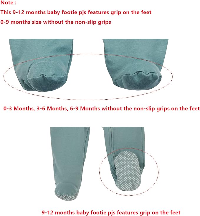 Aablexema Baby Footie Pajama with Mitten Cuffs, Double Zipper Infant Cotton clothes Sleeper Pjs, Footed Sleep Play