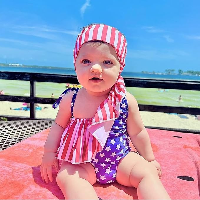 Toddler Baby Girls Ruffles Bikini One Piece Swimsuits Floral Off Shoulder Swimwear Beach Bathing Suit