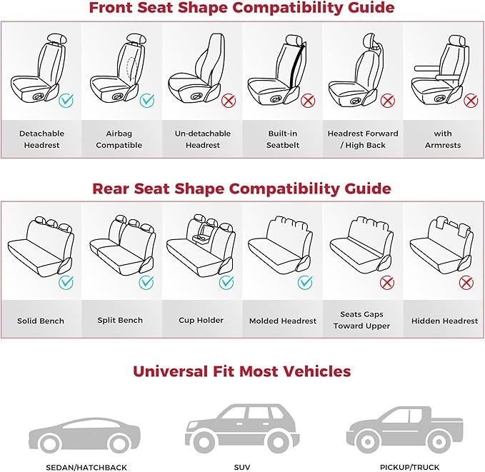 FREESOO Front Seats 2PCS Leather Car Seat Covers, Ultra Breathable Waterproof Seat Covers for Cars Trucks SUV, Carseat Protector Car Seat Cover Fit for Most Vehicles, Black Beige
