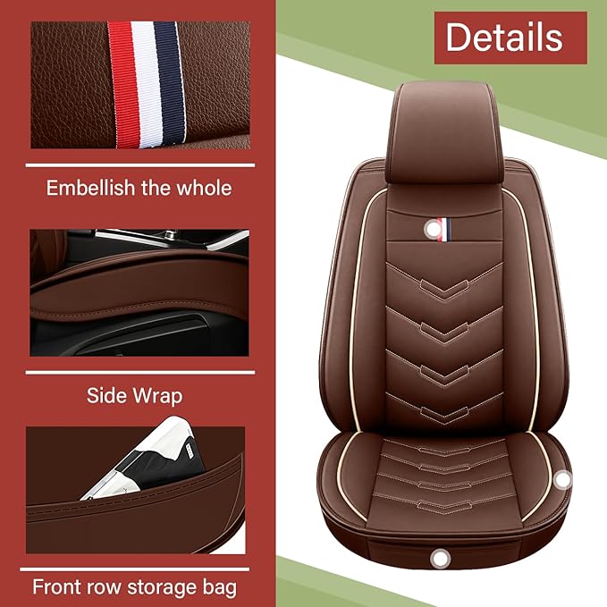 Leather Car Seat Covers Fit for LR Range Rover 2022-2025, 5 Seater Waterproof and Wear-Resistant Seat Cover Interior Accessories(Full Set,Coffee)