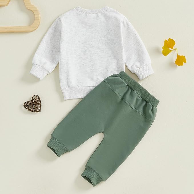 Toddler Baby Boy Fall Winter Outfit Long Sleeve Letter Print Sweatshirts and Jogger Pants Infant Boy Clothes