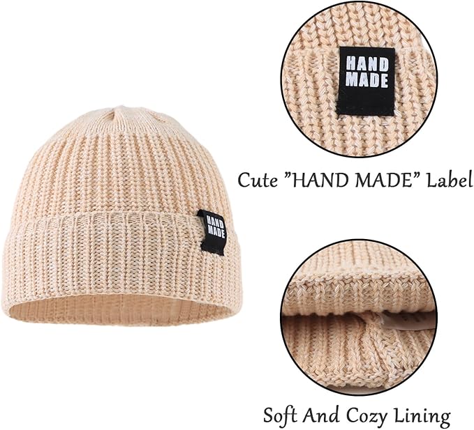 JANGANNSA Simple Knitted Baby Beanie Hip-Hop Boys Winter Hat Toddler Kids Bonnet for Girls 0-5Y
