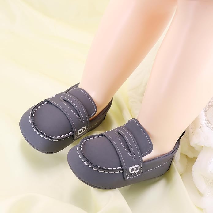 LONSOEN Baby Girls Boys Loafers Prewalker Dress Crib Shoes