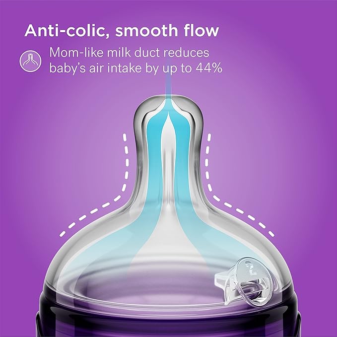 Smilo Baby Bottle Set with Stage 0 Slow Flow Anti Colic Nipple, 5 Oz / 150 ml Capacity, 3X Pack of Anti Colic Baby Bottles 0-3 Months - Glow in The Dark