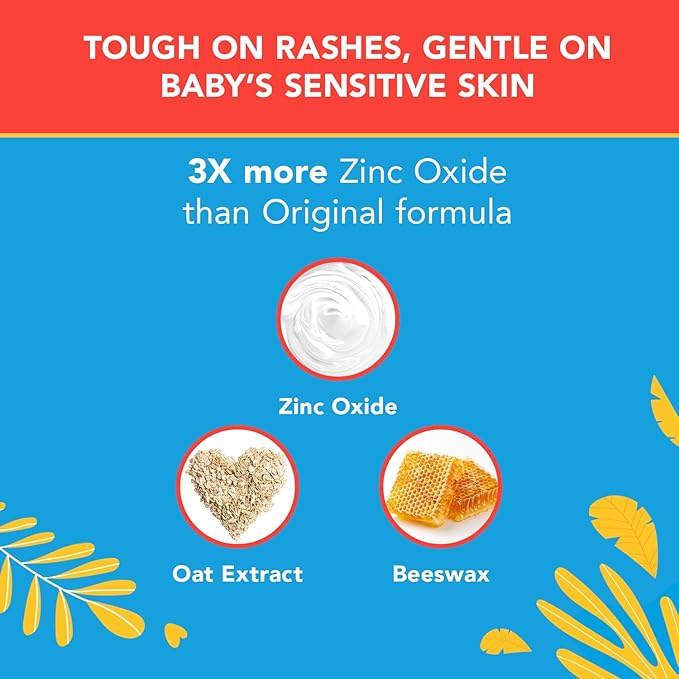 Triple Paste 3X Max Diaper Rash Ointment, Maximum Strength Zinc Oxide Ointment for Severe Diaper Rash, 6 oz Tube