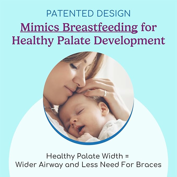 Breathe Baby Pacifier – Patented Design for Natural Oral & Facial Development - BPA-Free, Latex-Free, Pediatrician Developed - Dishwasher Safe 2 Pack (Stage 3: 7-12 Months)