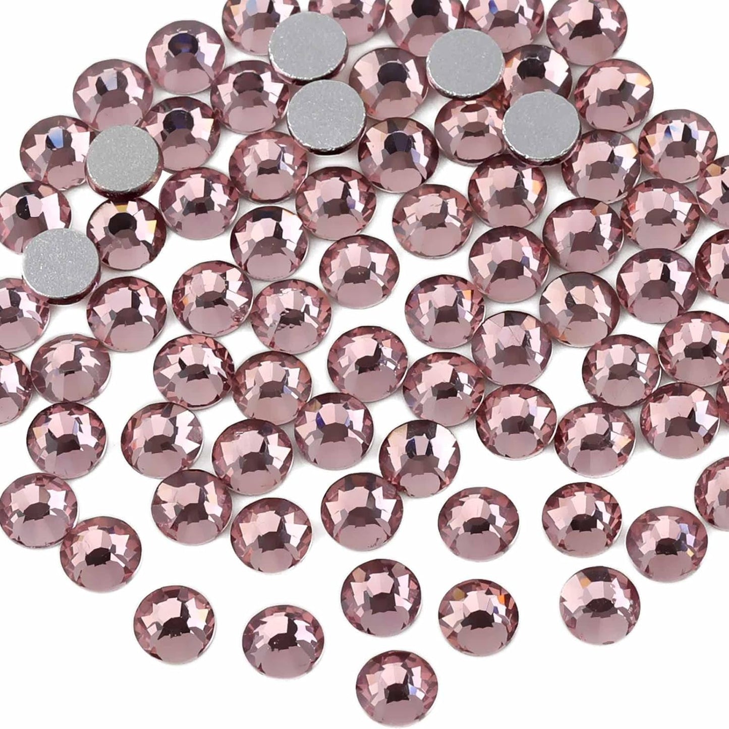 Beadsland 144pcs Flat Back Crystal Rhinestones Round Gems for Nail Art and Craft Glue Fix, Light Purple, SS40, 8.4-8.7mm