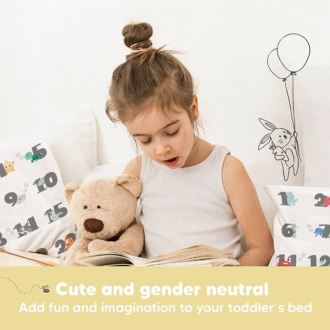 Toddler Pillow with Pillowcase - 13x18 My Little Dreamy Kids Travel Bed Pillows for Sleeping, Organic Cotton Small Pillowcase, Soft & Breathable, Machine Washable, Toddlers 2-5 Years Old (Kea123)