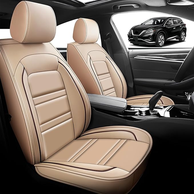 Seat Cover for Nissan Car Murano 2003-2025 | Car Seat Covers Front Seats, Waterproof Seat Protectors, Automotive Front Seat Covers (Front Seat, Beige)