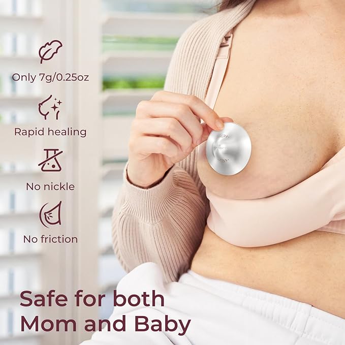 Momcozy 999 Silver Nursing Cups Original Perforated Breathable Design, 999 Silver Nipple Cover for Breastfeeding Essential, Silver Nipple Shield for Nursing Newborn, Metal Nipple Shields, XXL Size