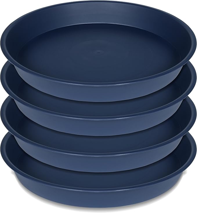 4 Pack of 18 19 inch Plant Saucer Drip Tray, Heavy Duty Deep Plant Saucers by Bleuhome