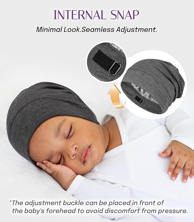 OLESILK Silk Baby Bonnet for 0-6 Months - 100% Mulberry Silk Toddler Hair Bonnet, Adjustable Night Cap for Sleeping