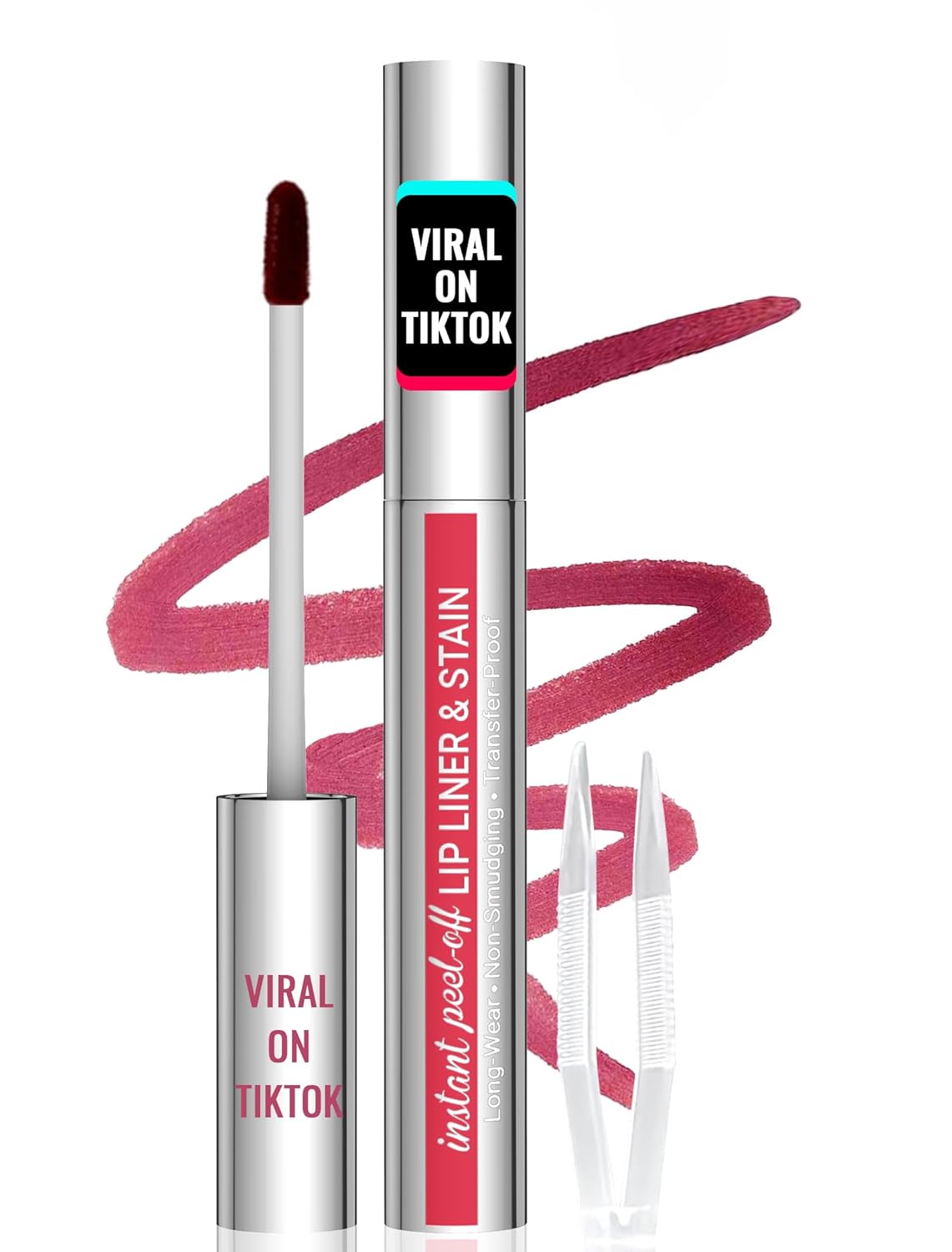 iMethod Lip Stain - Lip Liner Stain, Peel Off Lip Stain with Tweezer, Natural Long Lasting Lip Stain Peel Off, Waterproof, Easy to Use, Stay On All Day, Mauve