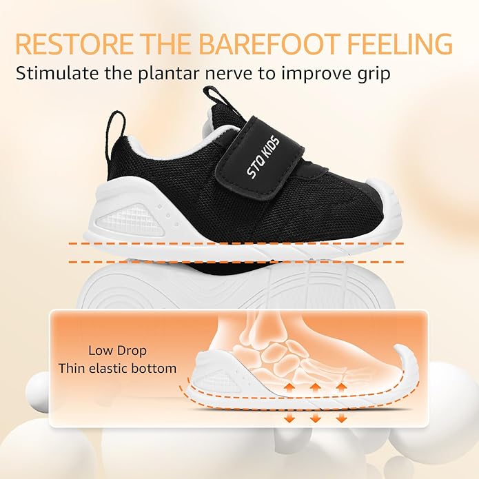 Baby Shoes Wide Toe Box Infant Boy Girl First Walker Shoe Toddler Crib Barefoot Sneakers Non-Slip Sole Soft Breathable Mesh Lightweight Walking Indoor Newborn Chubby Babies 6 9 12 18 24 Months