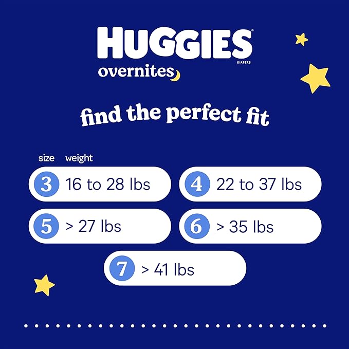 Huggies Size 6 Overnites Baby Diapers: Overnight Diapers, Size 6 (35+ lbs), 72 Ct, Packaging May Vary