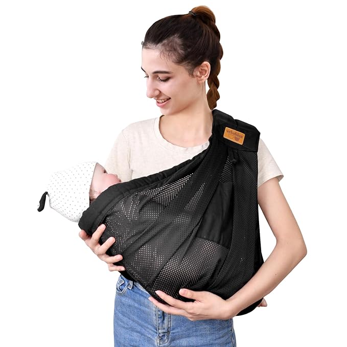 Baby Sling Carrier Newborn, Adjustable Easy Wearing Baby Nursing Warp Sling, New Mom Dad Soft Cotton Baby Front Holder Carrier for Infant Toddler Life Travel Essential Gifts