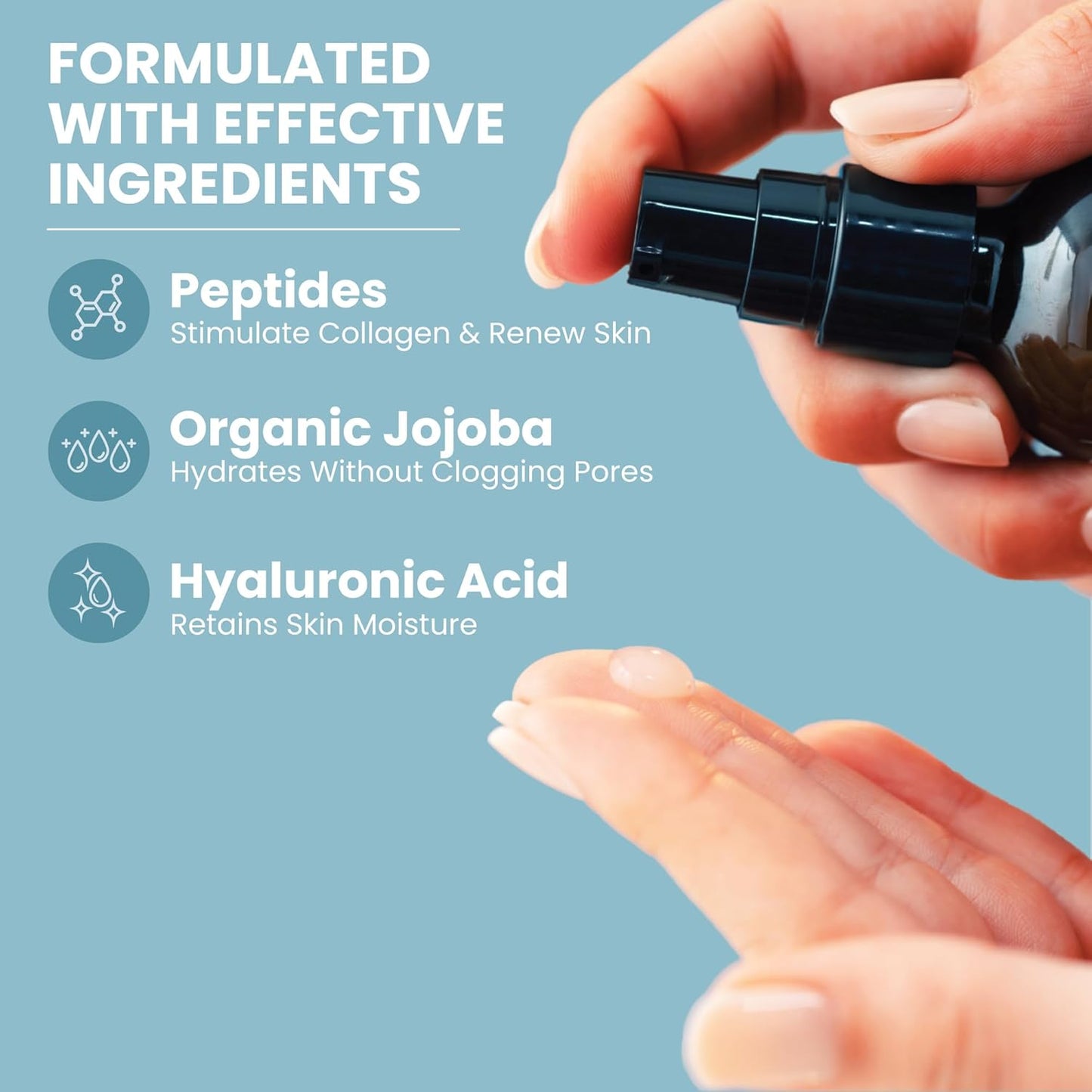 Collagen Peptide Serum for Face – Anti Aging Facial Treatment with Peptides & Hyaluronic Acid – Gentle for Sensitive Skin, Microneedling Pen, Derma Roller, Skin Firming & Hydrating (2 Oz) (2 Pack)