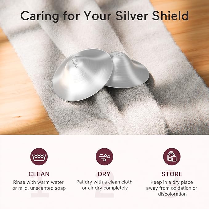 Momcozy 999 Silver Nursing Cups, Hole-Free Design, 999 Silver Nipple Shields, Breastfeeding Essentials, Silver Nipple Shields for Breastfeeding Newborns, Metal Nipple Shields, XL Size