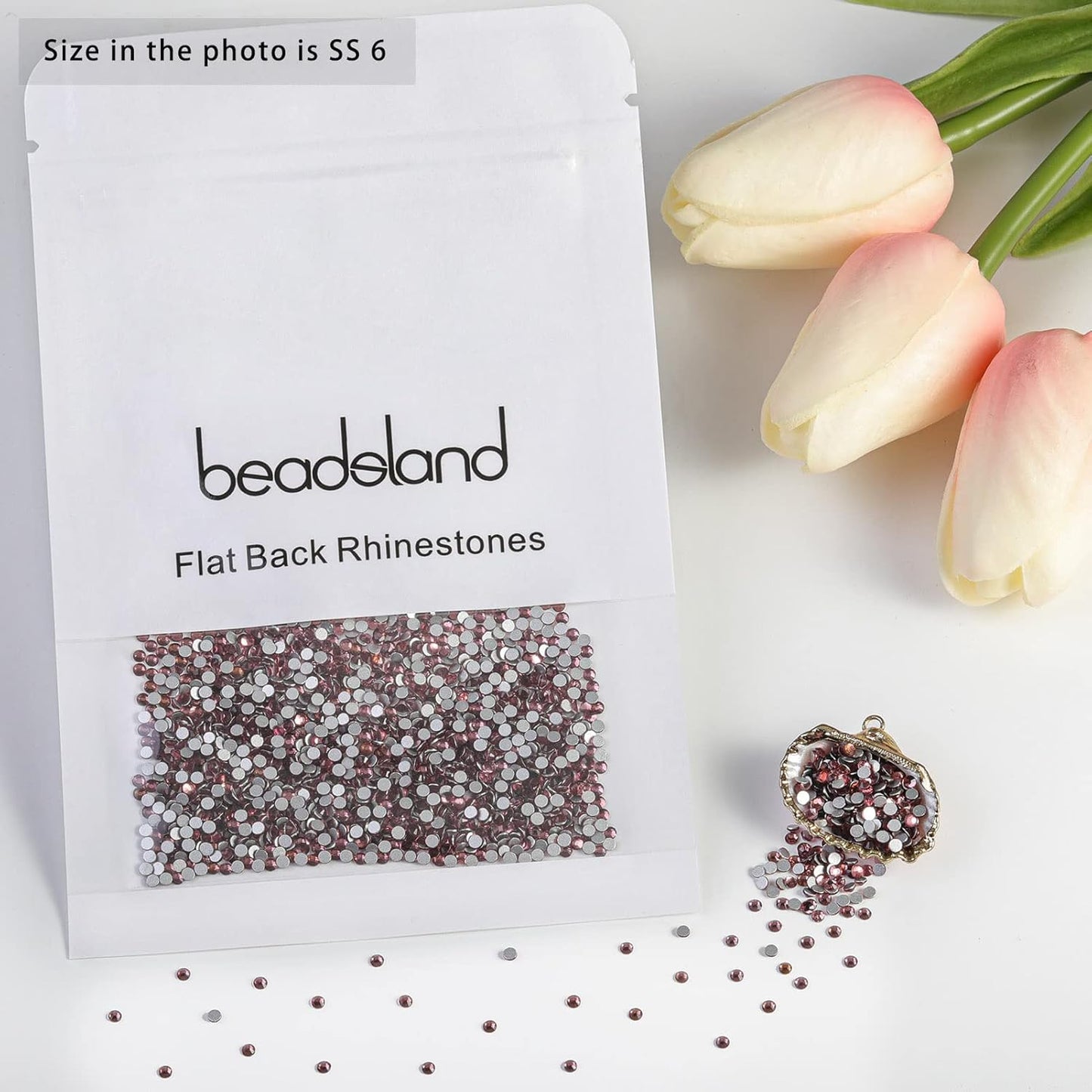 beadsland Flat Back Crystal Rhinestones Round Gems for Nail Art and Craft Glue Fix,Light Purple (1.9-2.0mm) SS6/1440pcs