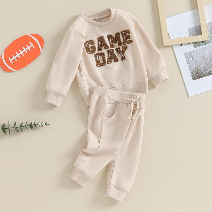 Kupretty Toddler Baby Boy Fall Winter Clothes Color Block Long Sleeve Sweatshirt Pullover Tops + Joggers Pants Outfit Set