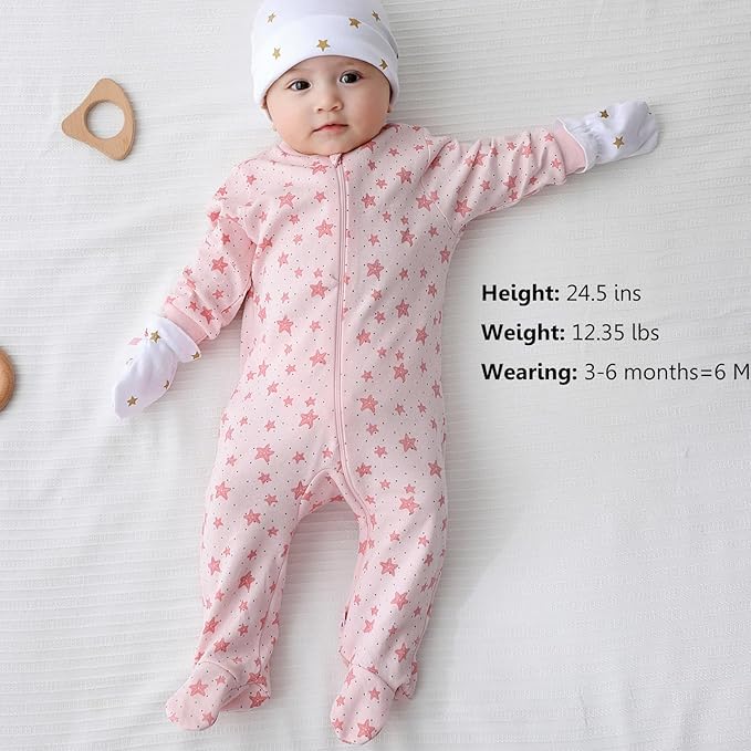 Newborn Baby 2-way Zipper Romper Cotton One-piece Jumsuit 3-pack, 0-24 Months