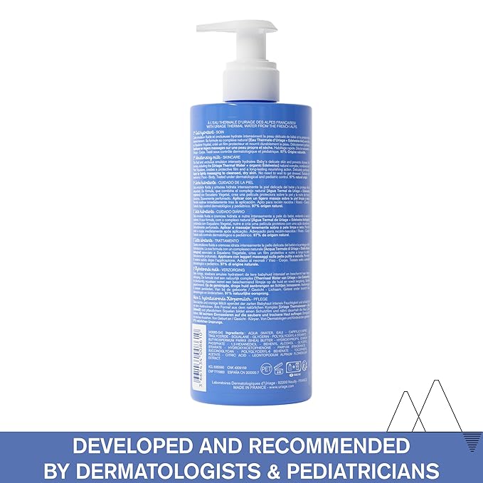 Uriage Baby 1st Moisturizing Cream with Organic Edelweiss & Shea Butter | Hydrates & Prevents Dryness, Fast-Absorbing, Non-sticky, 97% Ingredients of Natural Origin, 500 mL/ 17 oz