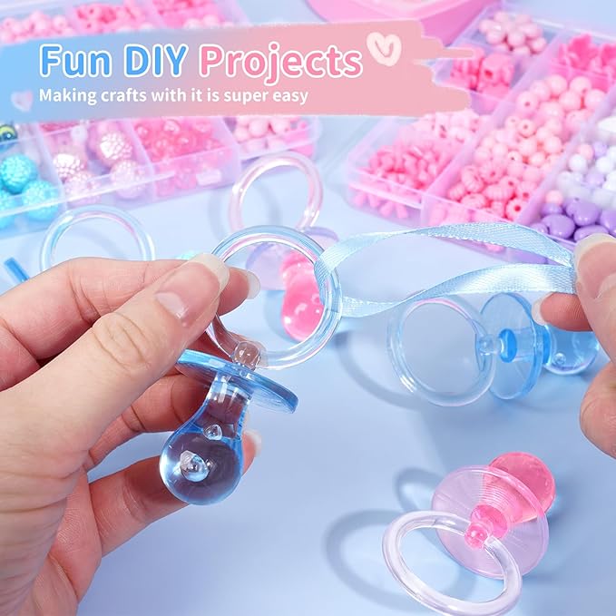 72 Pcs Baby Shower Pacifiers, 2.75’’ Plastic Pacifiers for Baby Shower Game, Baby Shower Decoration DIY, Gender Reveal Party Table Scatter/Baby Shower Party Favors, Pink & Blue