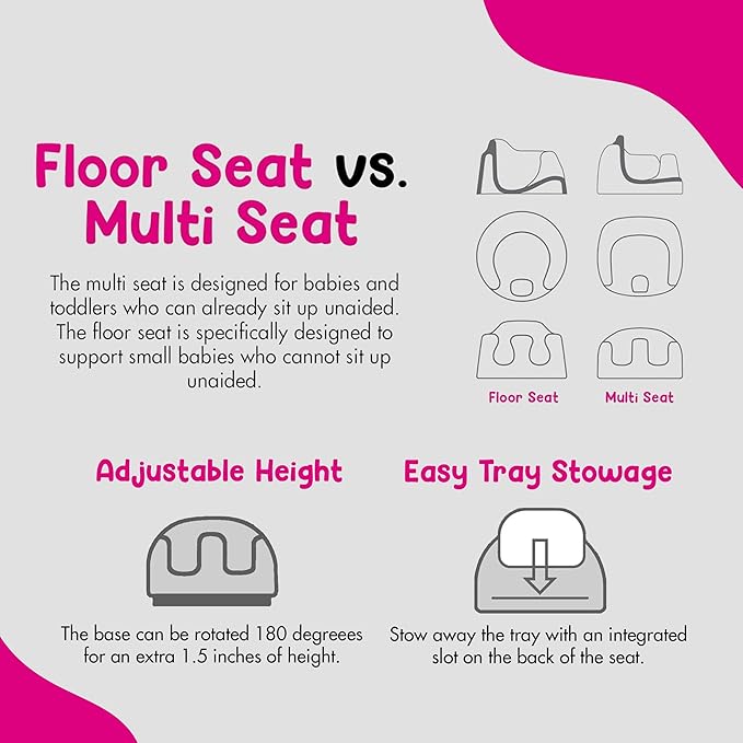 Bumbo 2 Pack 3-in-1 Multi-Seat for 6 to 36 Months, Travel Baby Feeding and Play Floor Seat, All-in-One Portable Booster with Tray & Toddler High Chair, Taupe