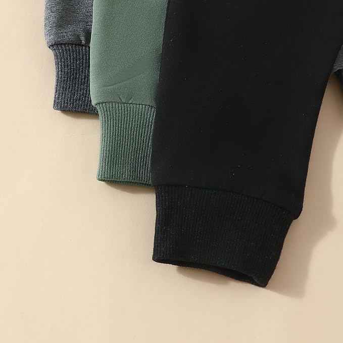 Sejardin Toddler Baby Boy Girl Pants 3 Pack Solid Color Elastic Waist Jogger Sweatpants Newborn Infant Casual Bottoms