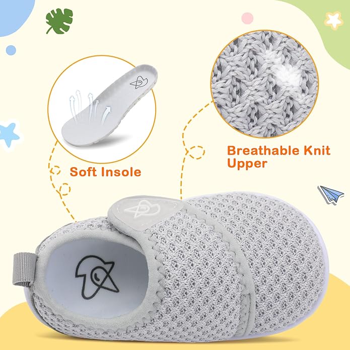 LeIsfIt Baby Shoes Boys Girls First Walking Shoes Non-Slip Infant Sneakers Lightweight Slip-on Crib Sneakers for First Walkers