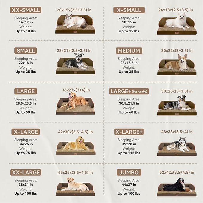 Large Dog Bed Orthopedic Washable: Extra Brown XL XLarge Big Dog Bed - Image 3