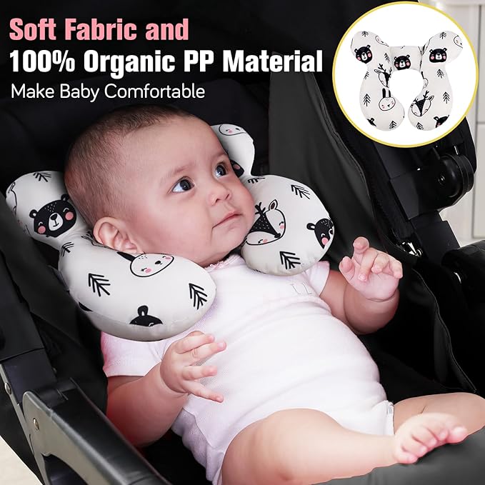 KAKIBLIN Baby Neck Pillow, Upgraded Baby Support Pillow,Babies Head Pillow,Neck Support Pillow for for Car Seat,Pushchair,Travel (Bear)