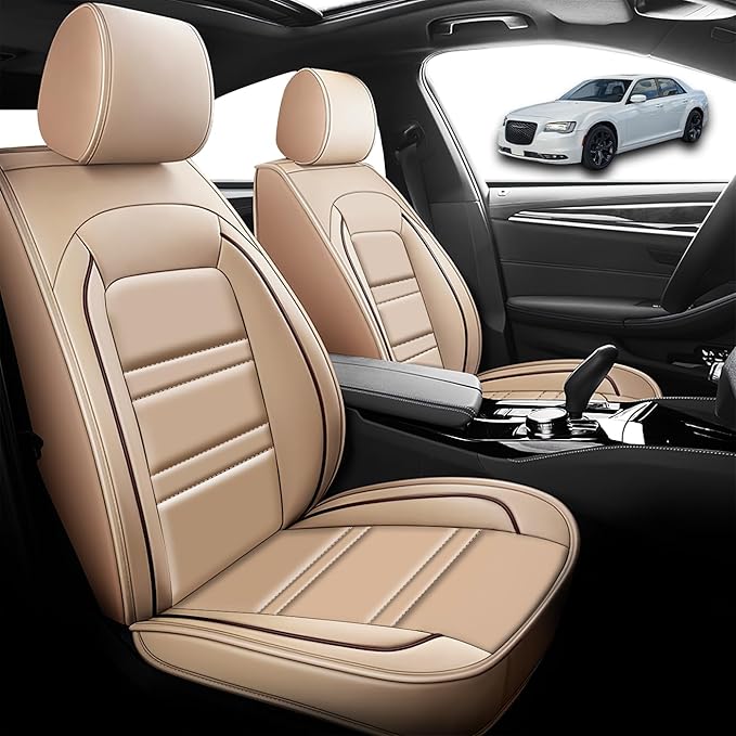 Seat Cover for Chrysler Car 300 2005-2023 | Car Seat Covers Front Seats, Waterproof Seat Protectors, Automotive Front Seat Covers (Front Seat, Beige)