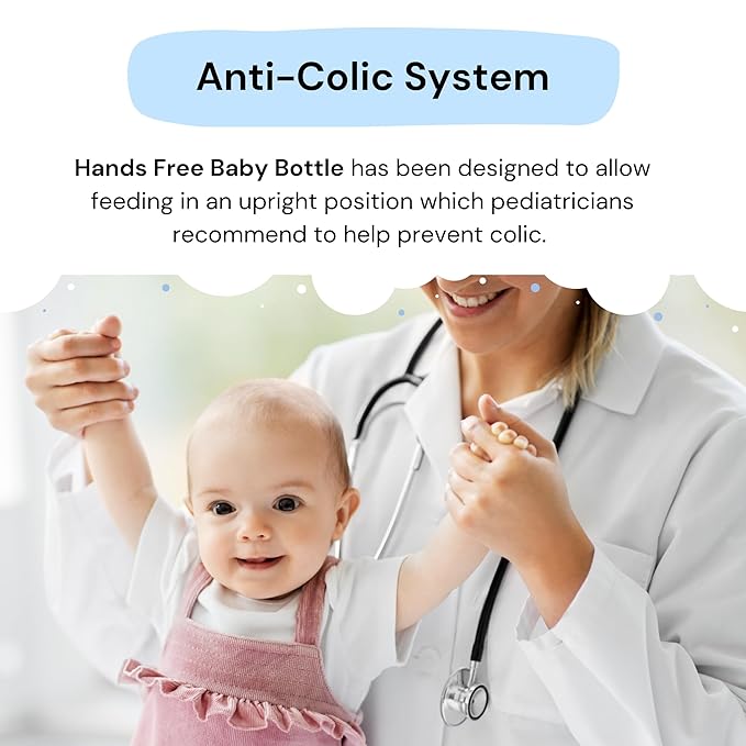 Hands-Free Baby Bottle - Anti-Colic Nursing System 9 oz Baby Bottle with Fast Flow Nipple/Teat 3m+ Infant with Tube Straw Feeding System for Toddler (2 Bottles - Pink)