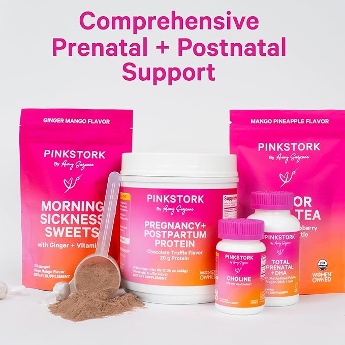 Pink Stork Pregnancy & Postpartum Protein Powder for Women, 20g Whey & Collagen, Prenatal & Breastfeeding Protein Shake Mix for Energy, Recovery & Hydration, Chocolate, 15 Servings
