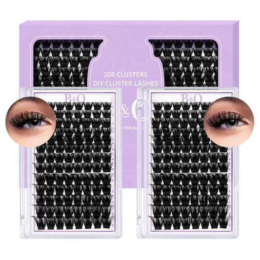 Lash Clusters 208 PCS Cluster Lashes Individual Lashes B06 Eyelash Extensions 10-18mm DIY Lash Extensions D Curl Volume Wispy Soft Comfortable Band False Lashes (D-10-18MIX,B06)