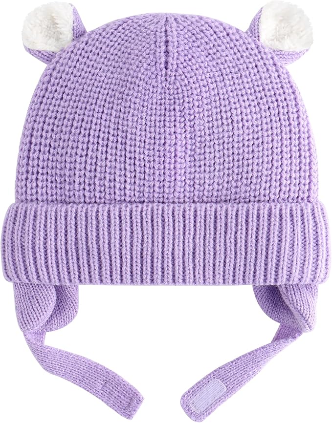 Duoyeree Cozy Baby Beanie with Earflaps and Fleece Lining - Winter Hat for Baby Boys & Girls