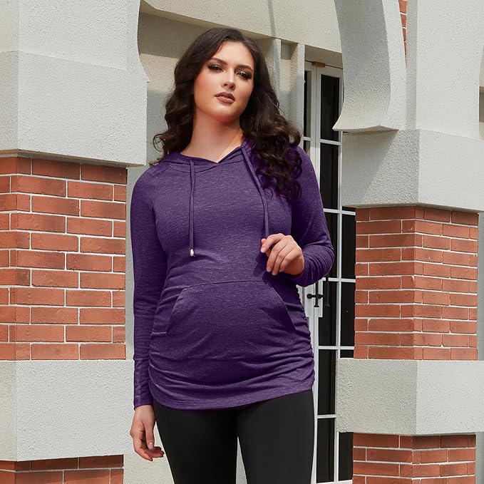 GINKANA Maternity Hoodie Long Sleeves Shirts Casual Maternity Top Pregnancy Sweatshirt Casual Clothes