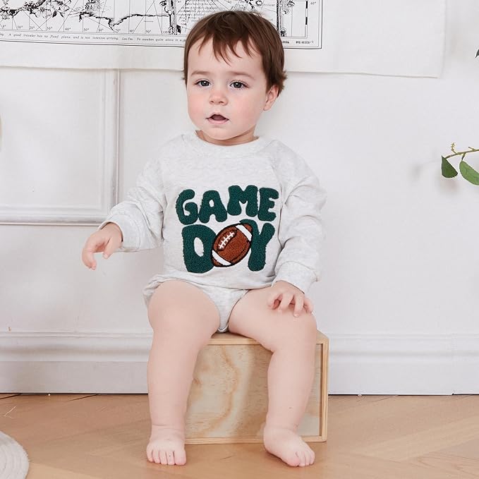 VISGOGO Newborn Infant Baby Boy Girls Oversized Romper Little Dude Sweater Onesie Coming Home Outfit Neutral Clothes
