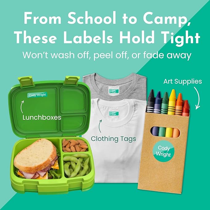 Name Bubbles - Basic Daycare Name Stickers for Kids (144 ct) Personalized Waterproof Name Labels for School Supplies, Clothing Tags, Baby Bottles, All Ages - Washable Stick-On Labels (Neutral Color)