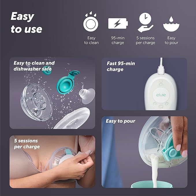 Elvie Stride 2 Hospital-Grade, App-Controlled Single Breast Pump - Hands-Free, Wearable, Ultra-Quiet & Electric with 10-Settings & Rechargeable